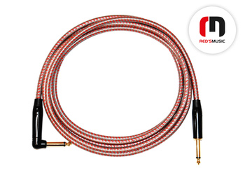 Kabel instrumentalny JACK - JACK KĄTOWY Czerwono-srebrny