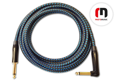 Kabel instrumentalny JACK - JACK KĄTOWY Czarno-niebieski