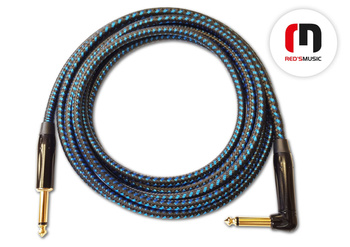 Kabel instrumentalny JACK - JACK KĄTOWY Czarno-niebieski