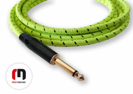 Kabel instrumentalny JACK - JACK KĄTOWY Neonowy