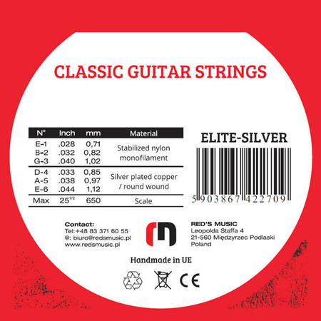 Struna ELITE-SILVER E-6 - pojedyncza struna do gitary klasycznej 