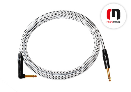 Kabel instrumentalny JACK - JACK KĄTOWY Czarno-biały