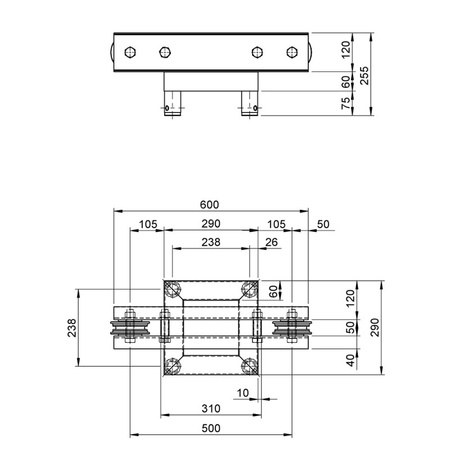 Nadstawka słupa kratownicy QUA 390 na wciągarkę elektryczną