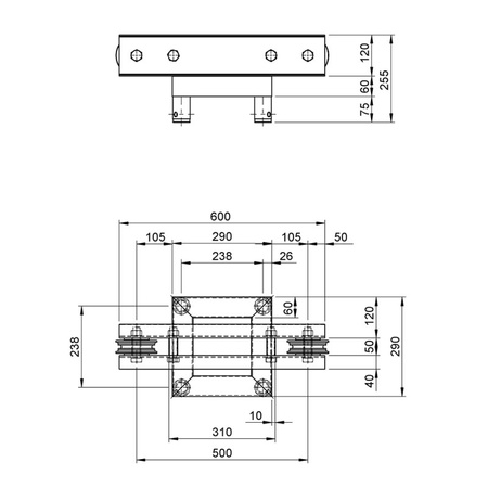 Nadstawka słupa kratownicy QUA 290 na wciągarkę elektryczną