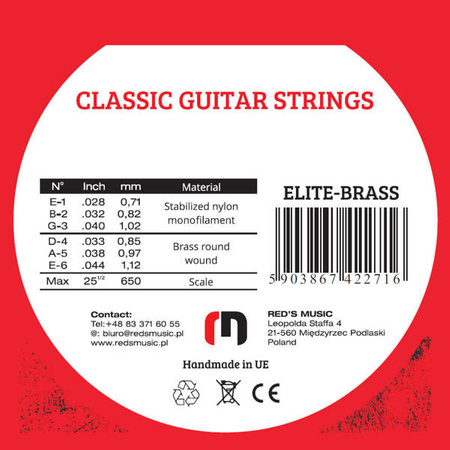 ELITE-BRASS  Classic Guitar Strings - struny do gitary klasycznej 