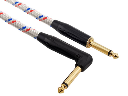 Kabel instrumentalny JACK - JACK KĄTOWY Niebiesko-czerwono-biały