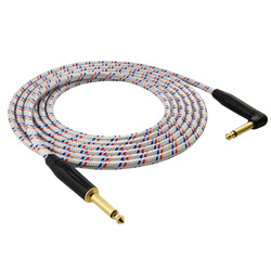 Kabel instrumentalny JACK - JACK KĄTOWY Niebiesko-czerwono-biały