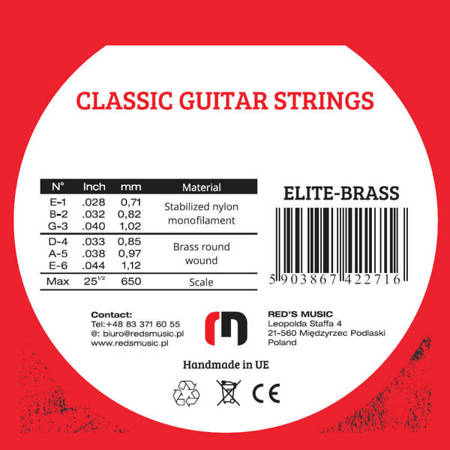 Struna ELITE-BRASS D-4 - pojedyncza struna do gitary klasycznej 